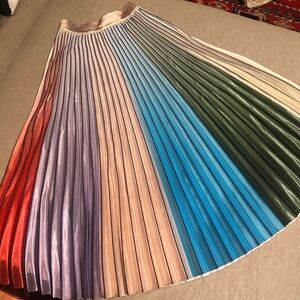 Anthropologie Pleated Midi Skirt Rainbow
